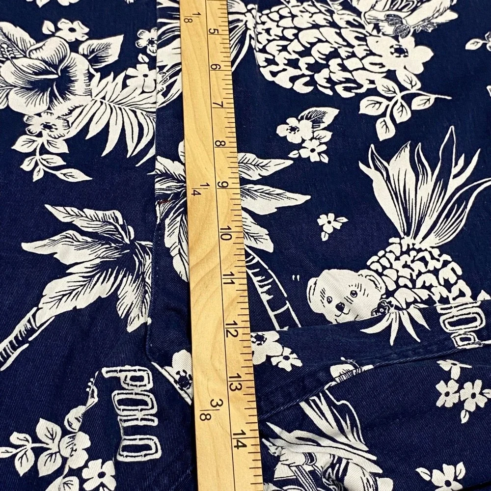 Polo Ralph Lauren Men Relaxed Fit Navy Aloha Bear Pineapple Print Shorts Size 42